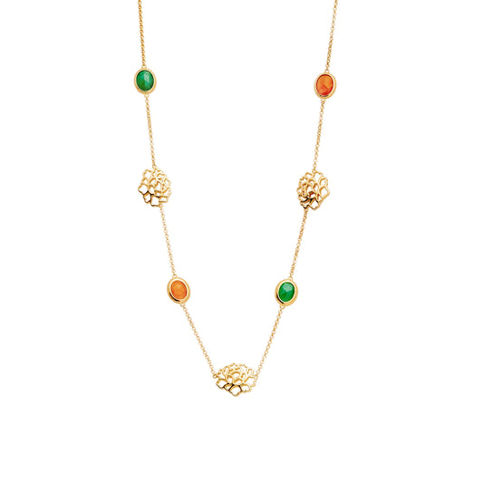 Majestic Tang Peony Necklace Gold Vermeil