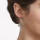 Fan Earrings - Silver with Sapphire Crystal