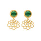Majestic Tang Peony Earrings  Gold Vermeil with Green Agate