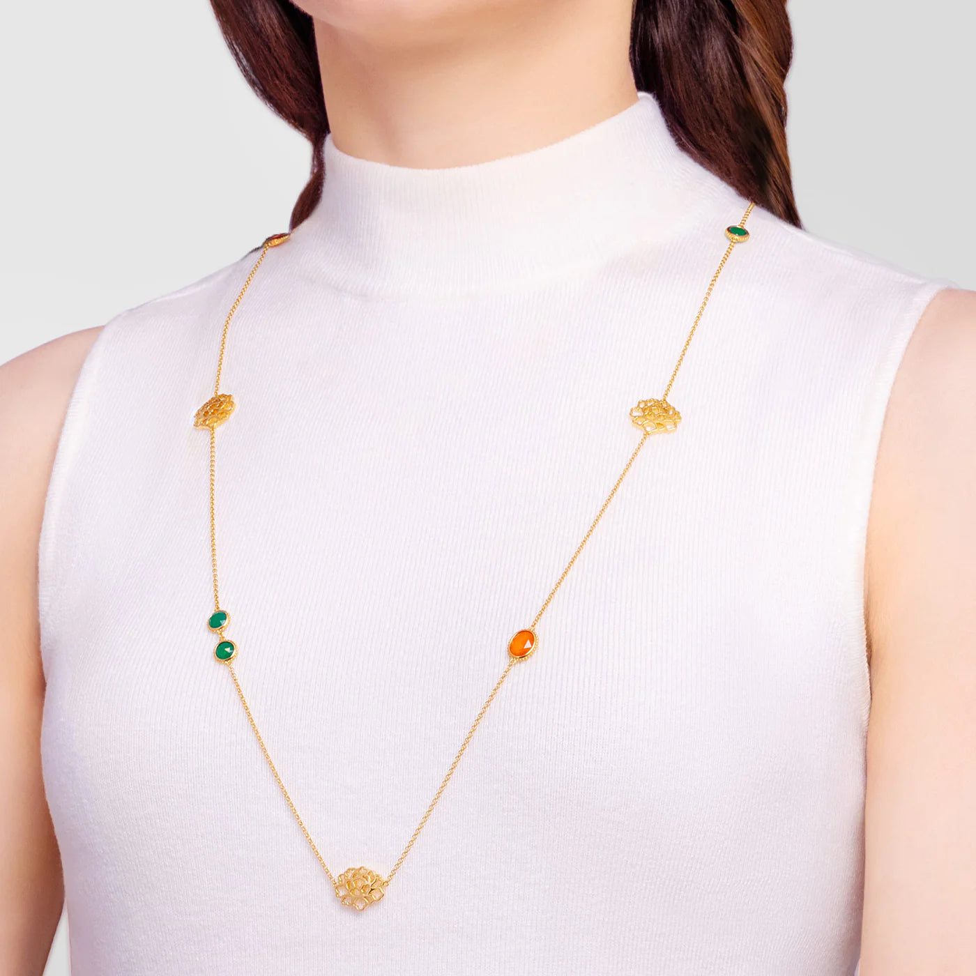 Majestic Tang Peony Long Necklace