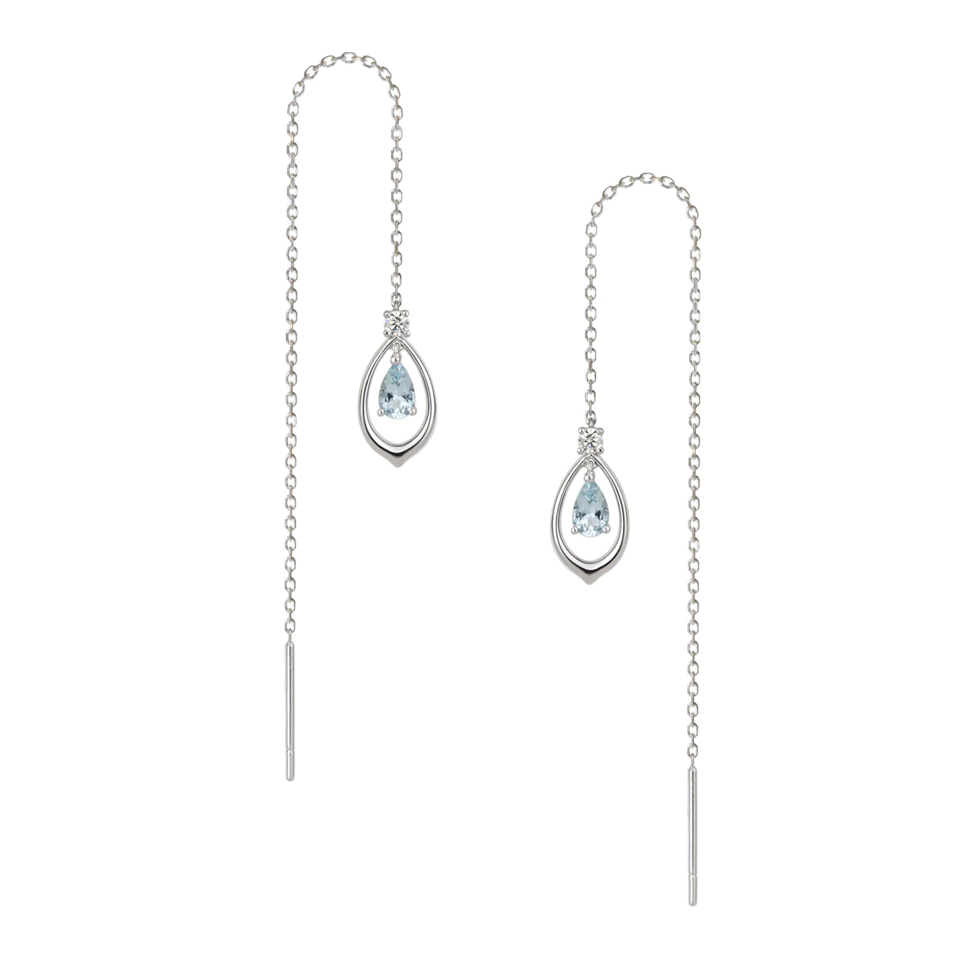 The Heavenly Phoenix Earrings 18kt White Gold with Aquamarine