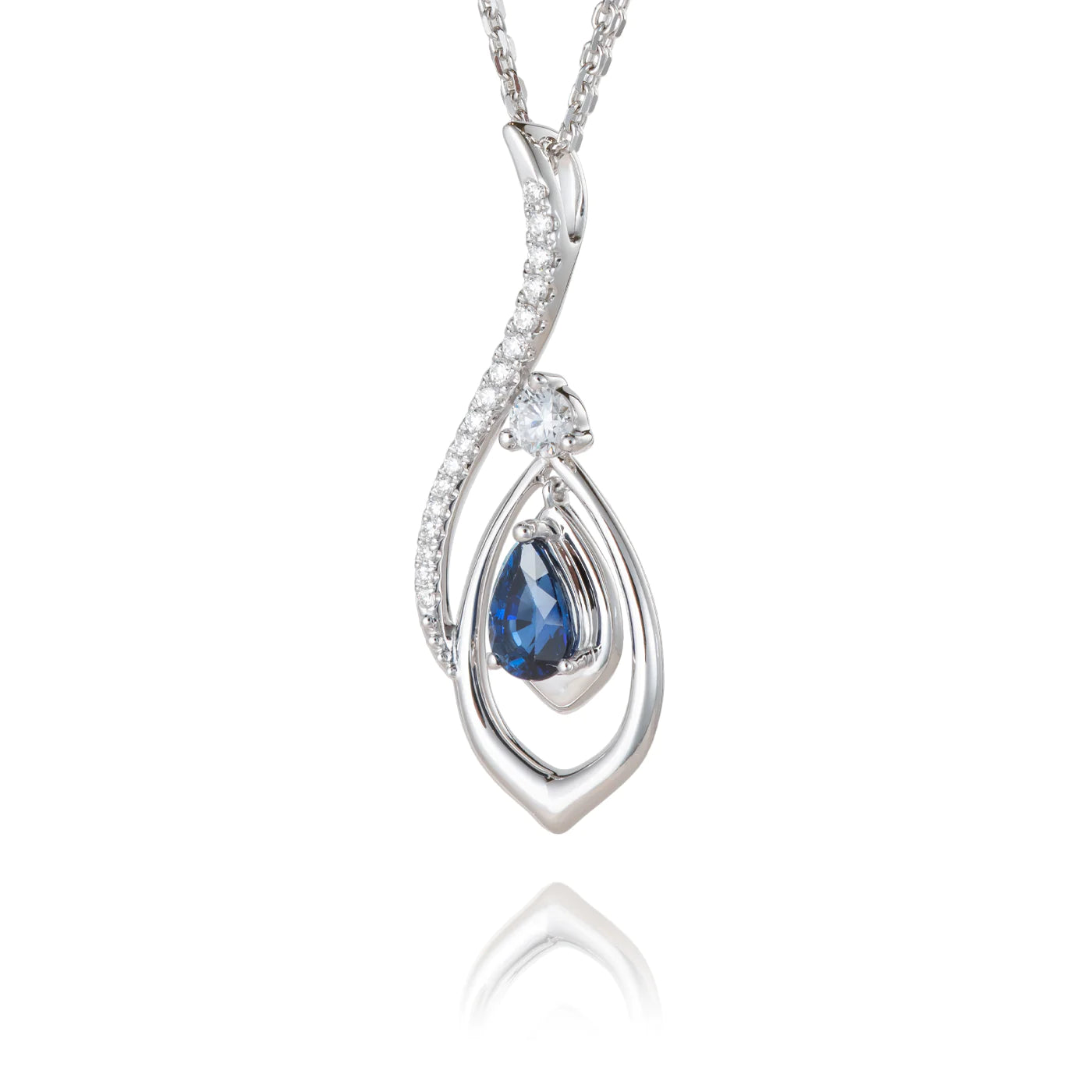 The Heavenly Phoenix Necklace 18kt White Gold with Sapphire