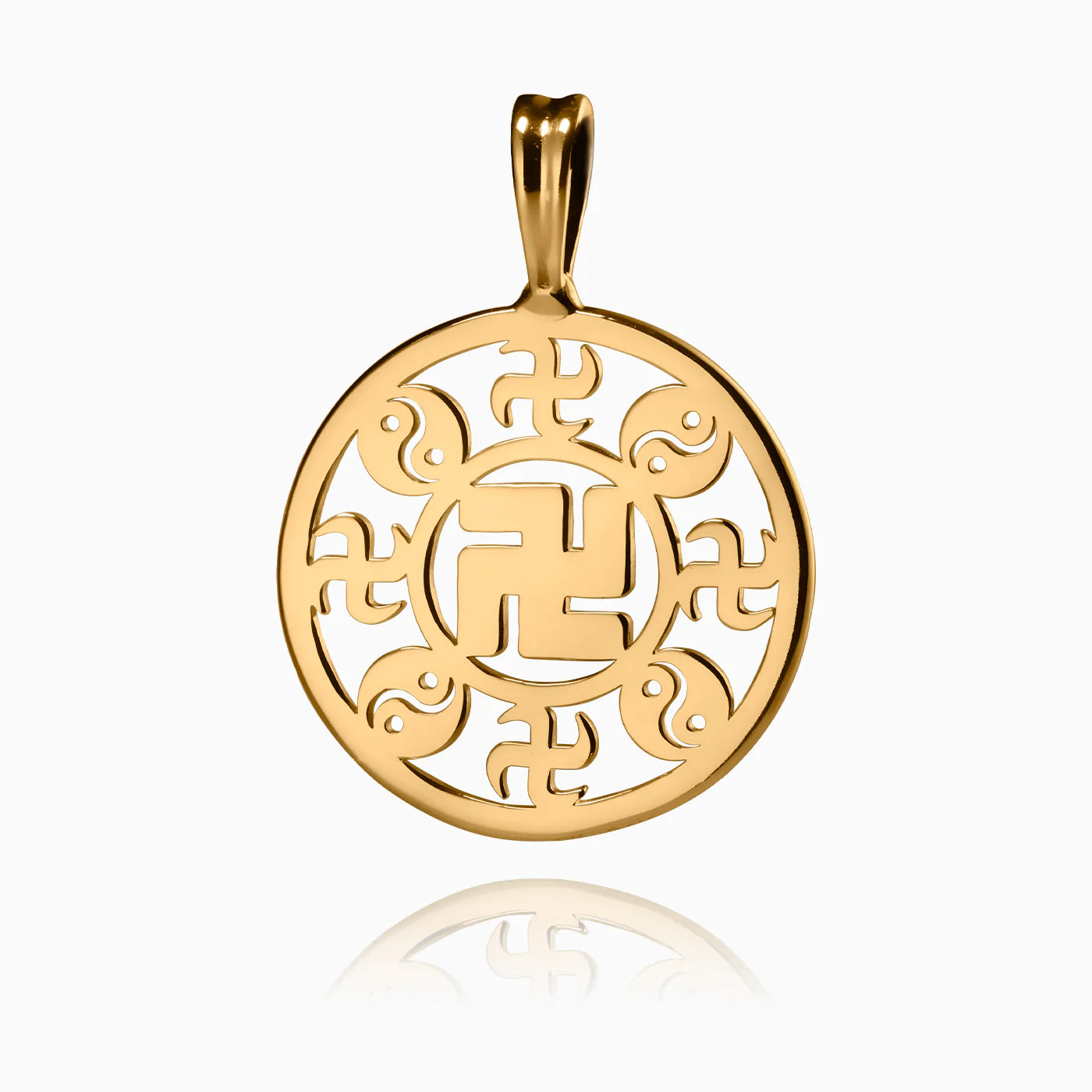 Falun Pendant - 24kt Yellow Gold 25mm with 20" leather chain