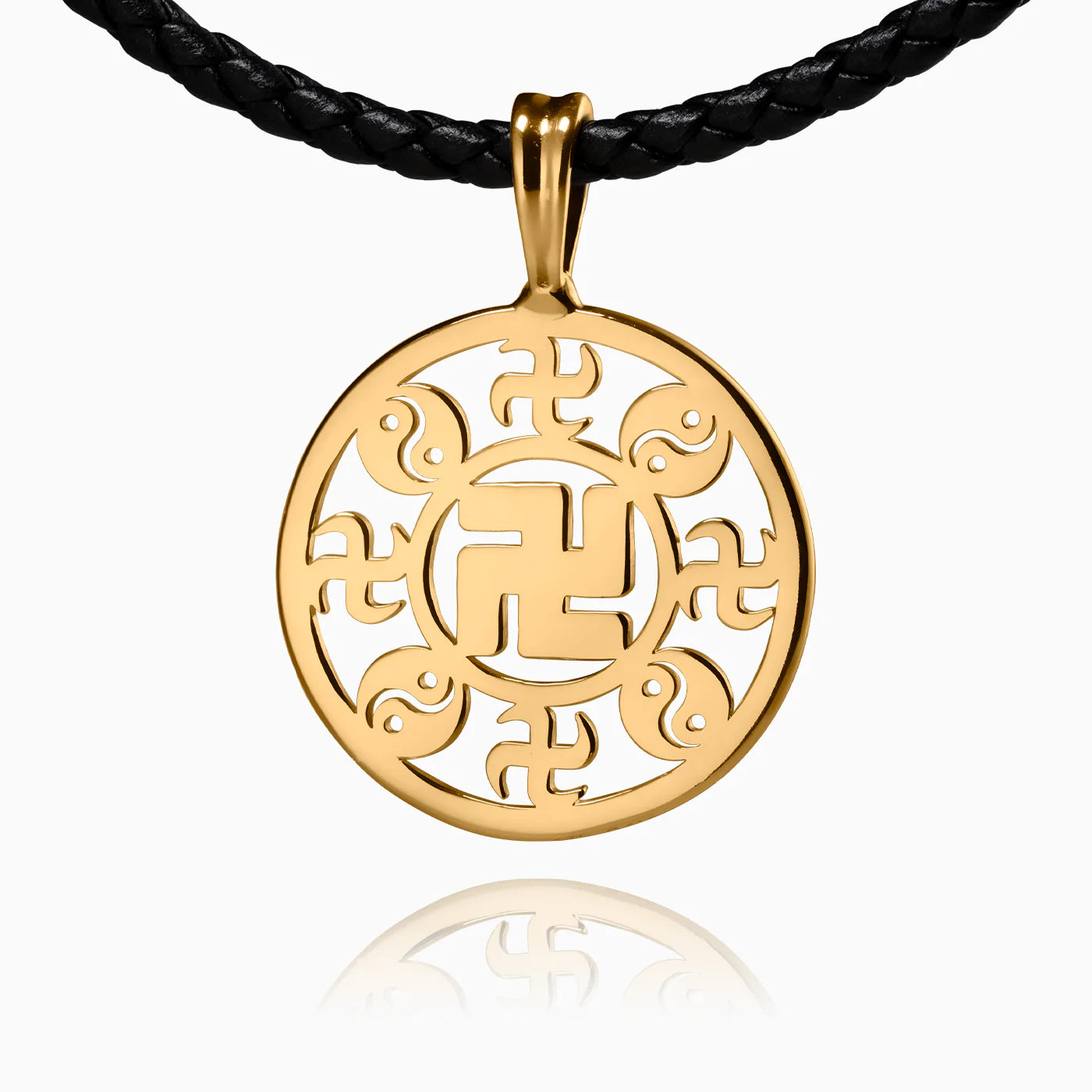 Falun Pendant - 24kt Yellow Gold 25mm with 20" leather chain