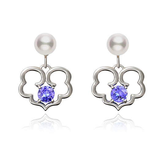 The Timeless Blessings Earrings  18kt White Gold with Tanzanite