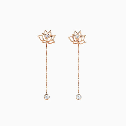 Lotus Fairies Earrings - Rose Gold with White Stone